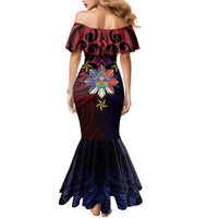 Haiti Philippines Family Matching Mermaid Dress and Hawaiian Shirt Haitian Coat Of Arms With Filipino Sun