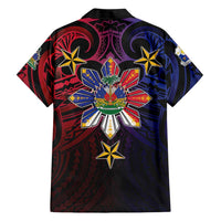 Haiti Philippines Family Matching Off The Shoulder Long Sleeve Dress and Hawaiian Shirt Haitian Coat Of Arms With Filipino Sun