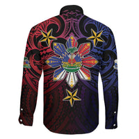 Haiti Philippines Family Matching Summer Maxi Dress and Hawaiian Shirt Haitian Coat Of Arms With Filipino Sun