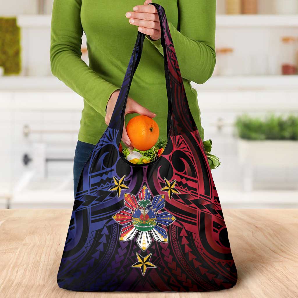 Haiti Philippines Grocery Bag Haitian Coat Of Arms With Filipino Sun