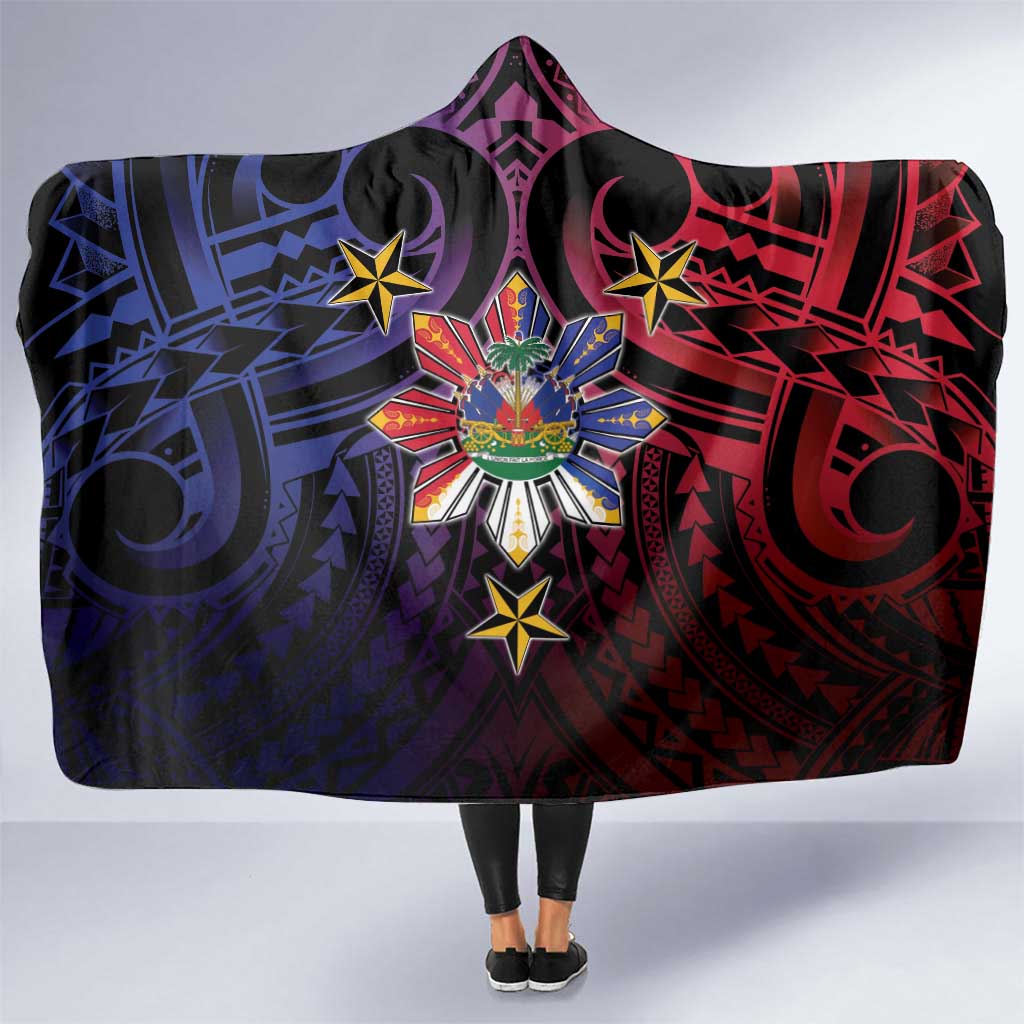 Haiti Philippines Hooded Blanket Haitian Coat Of Arms With Filipino Sun