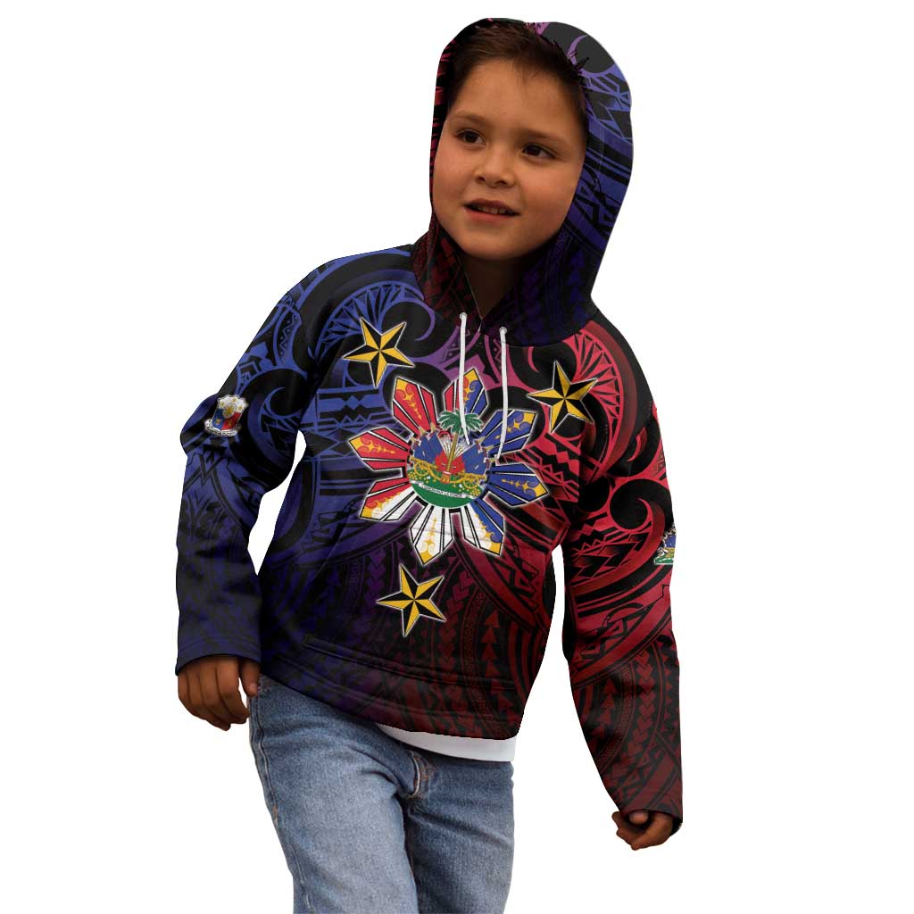 Haiti Philippines Kid Hoodie Haitian Coat Of Arms With Filipino Sun
