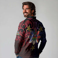 Haiti Philippines Long Sleeve Polo Shirt Haitian Coat Of Arms With Filipino Sun