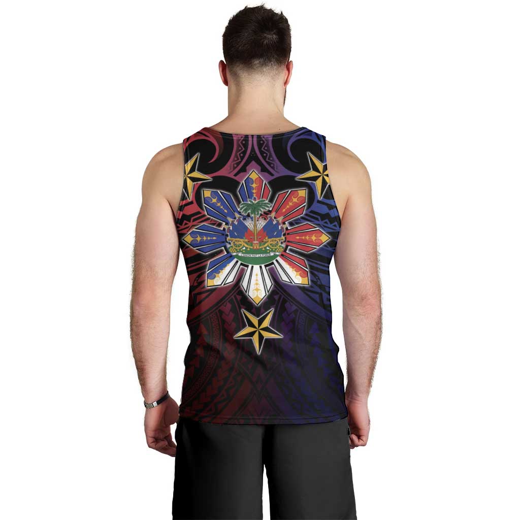 Haiti Philippines Men Tank Top Haitian Coat Of Arms With Filipino Sun LT05 - Polynesian Pride