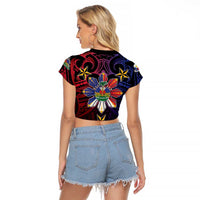 Haiti Philippines Raglan Cropped T Shirt Haitian Coat Of Arms With Filipino Sun