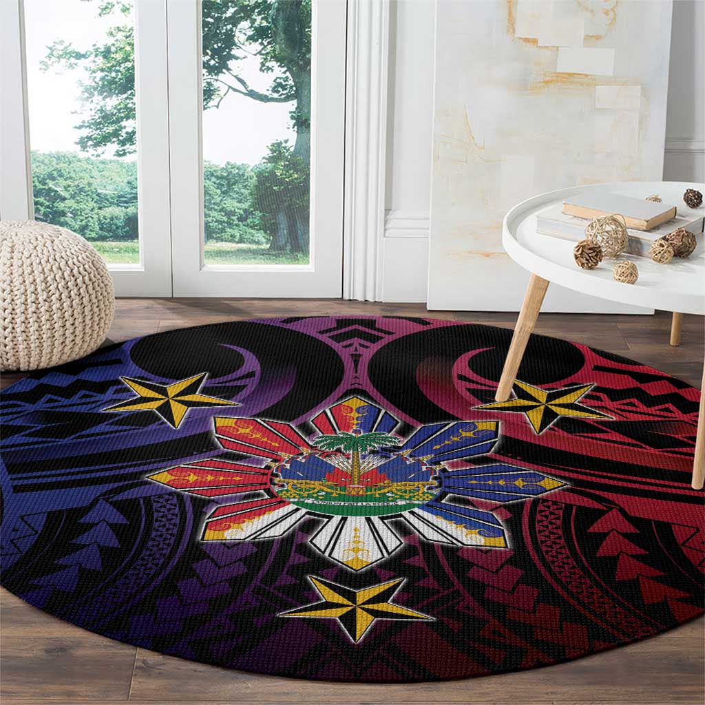 Haiti Philippines Round Carpet Haitian Coat Of Arms With Filipino Sun
