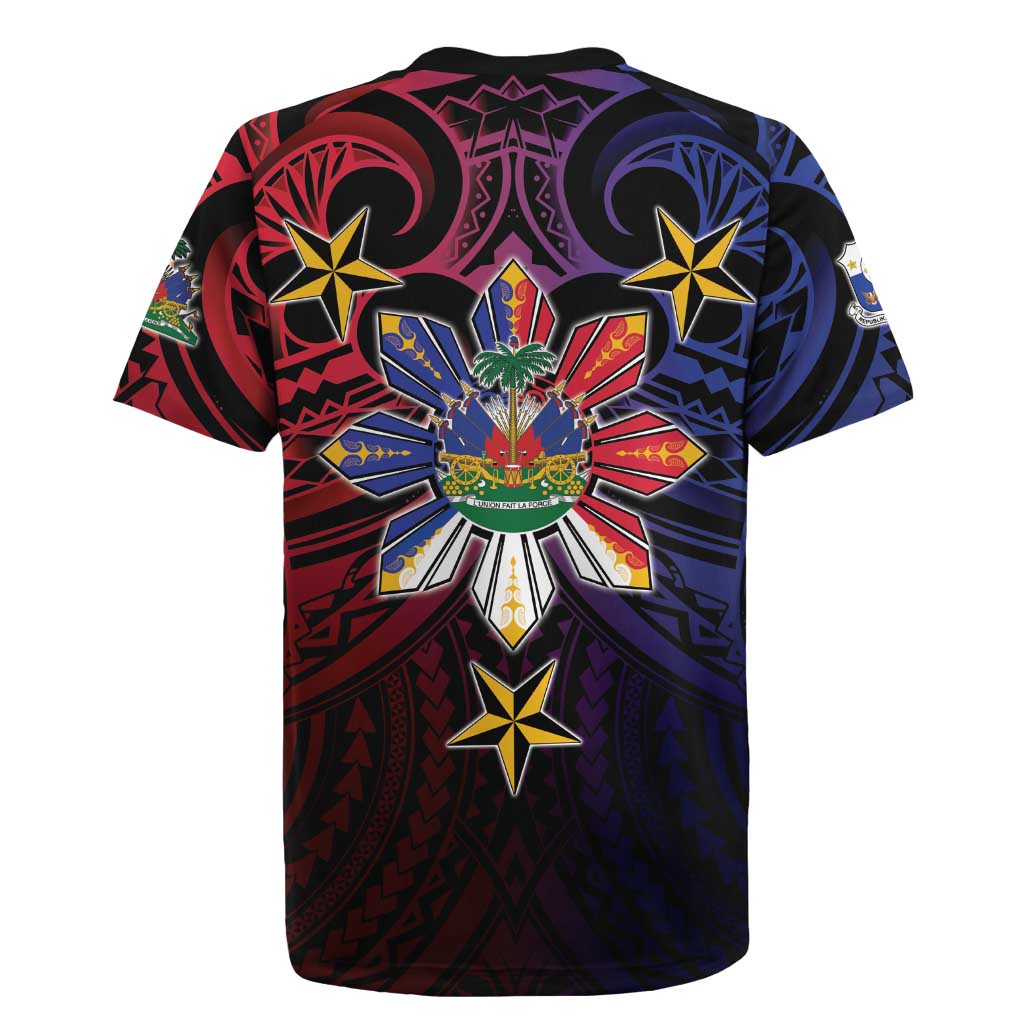 Haiti Philippines Rugby Jersey Haitian Coat Of Arms With Filipino Sun LT05 - Polynesian Pride