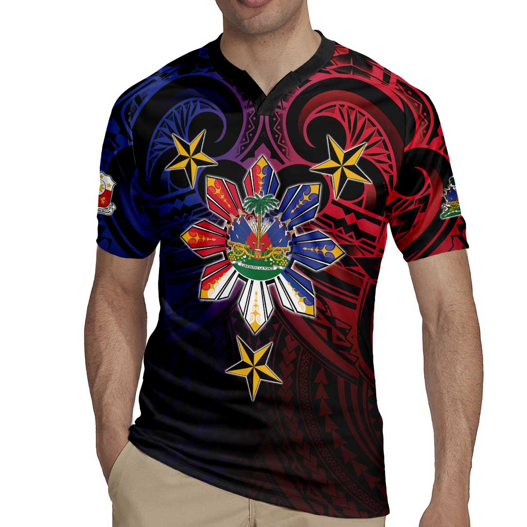 Haiti Philippines Rugby Jersey Haitian Coat Of Arms With Filipino Sun LT05 - Polynesian Pride