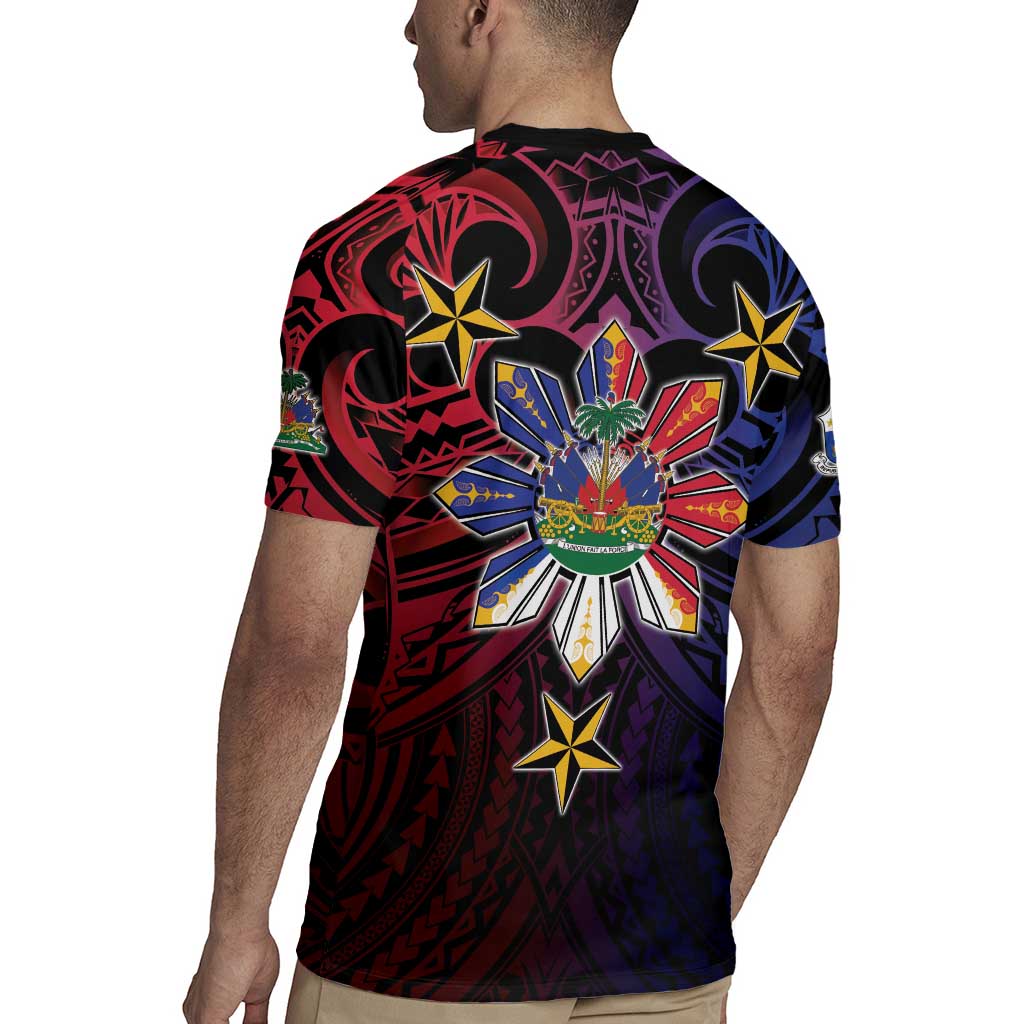 Haiti Philippines Rugby Jersey Haitian Coat Of Arms With Filipino Sun LT05 - Polynesian Pride