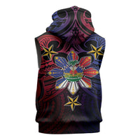 Haiti Philippines Sleeveless Zip Hoodie Haitian Coat Of Arms With Filipino Sun