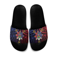 Haiti Philippines Slide Sandals Haitian Coat Of Arms With Filipino Sun LT05 Black - Polynesian Pride