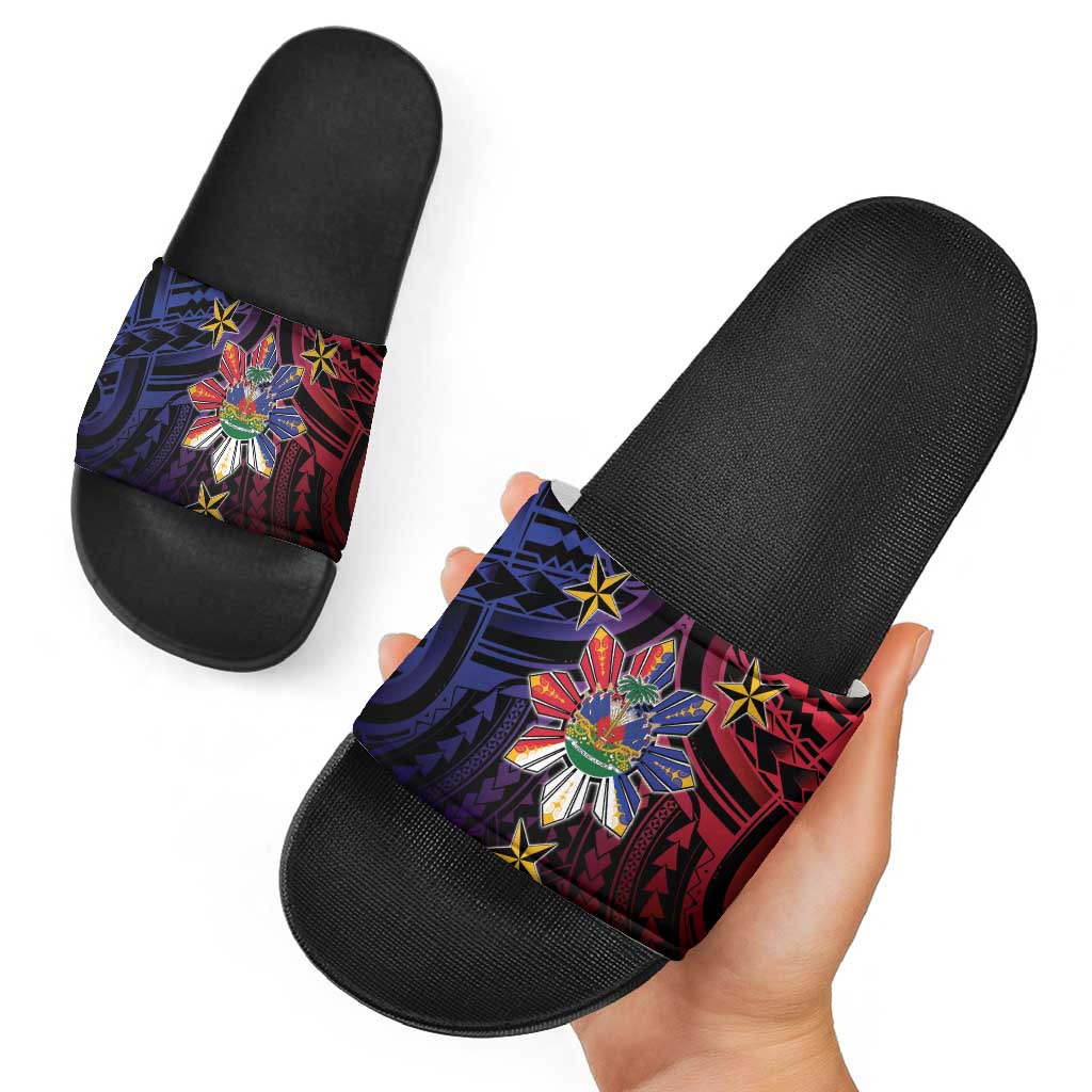 Haiti Philippines Slide Sandals Haitian Coat Of Arms With Filipino Sun LT05 - Polynesian Pride