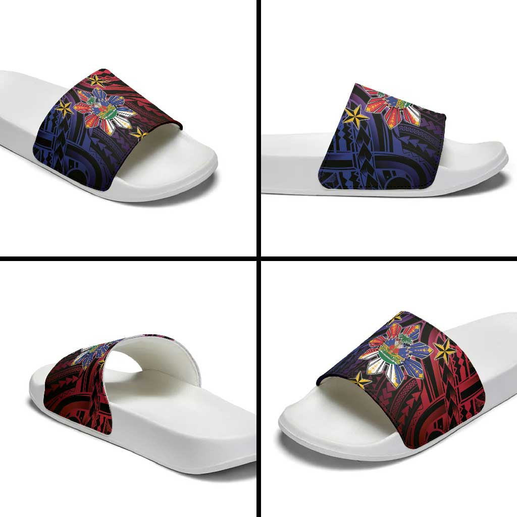 Haiti Philippines Slide Sandals Haitian Coat Of Arms With Filipino Sun LT05 - Polynesian Pride