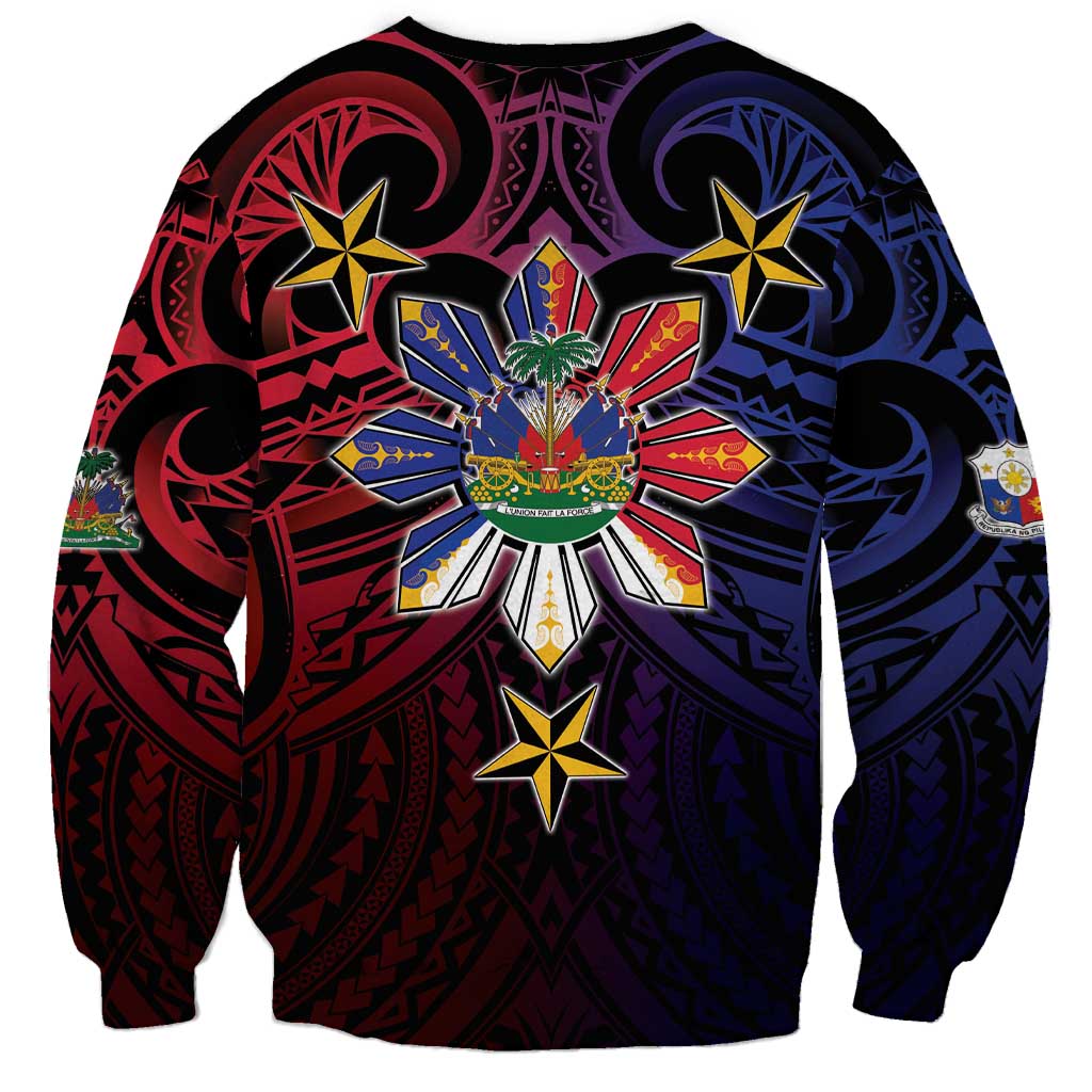 Haiti Philippines Sweatshirt Haitian Coat Of Arms With Filipino Sun