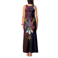 Haiti Philippines Tank Maxi Dress Haitian Coat Of Arms With Filipino Sun