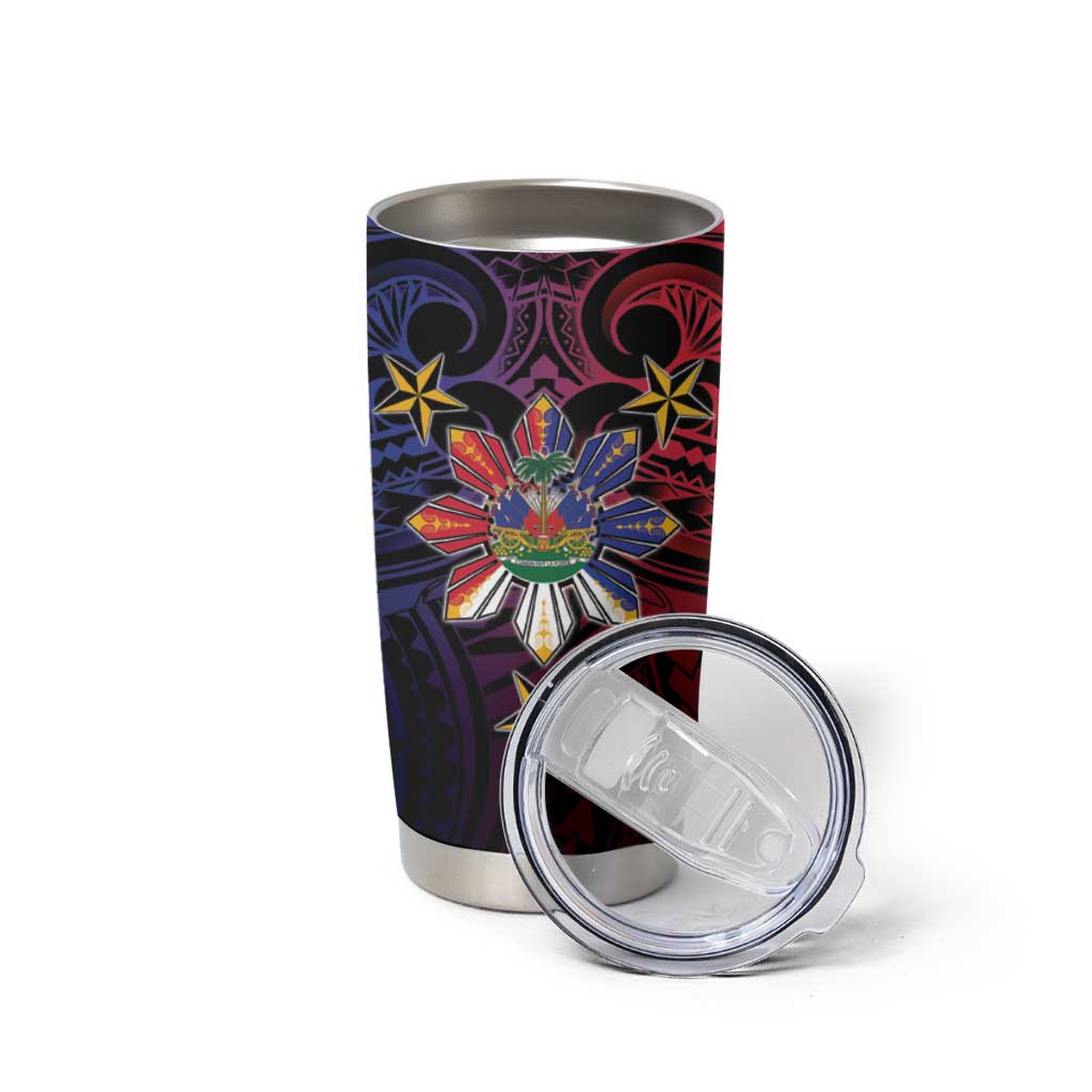 Haiti Philippines Tumbler Cup Haitian Coat Of Arms With Filipino Sun LT05 - Polynesian Pride