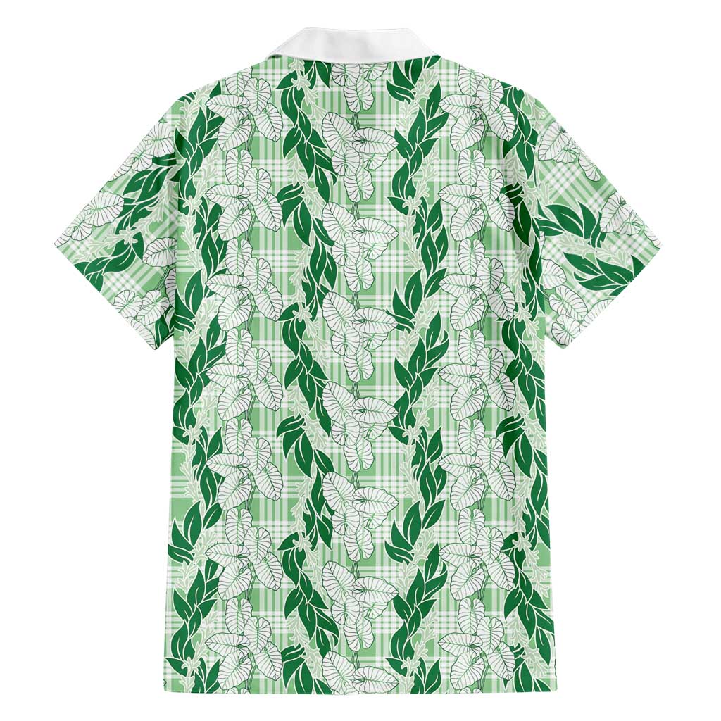 Hawaii Ti Leaf Maile Tuberose Lei Family Matching Mermaid Dress and Hawaiian Shirt With Hanalei Leaf Green