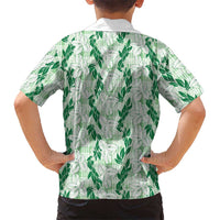 Hawaii Ti Leaf Maile Tuberose Lei Family Matching Puletasi and Hawaiian Shirt With Hanalei Leaf Green LT05 - Polynesian Pride