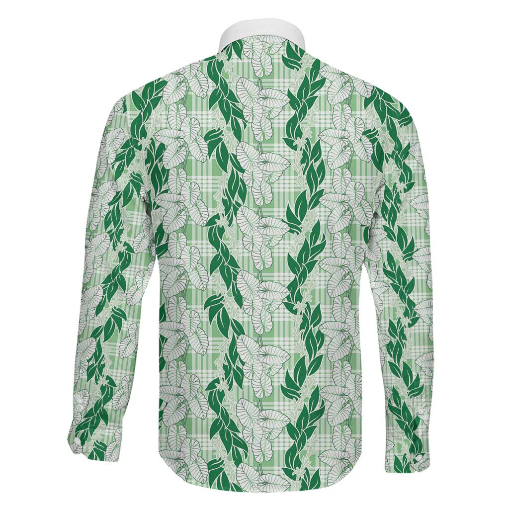 Hawaii Ti Leaf Maile Tuberose Lei Family Matching Puletasi and Hawaiian Shirt With Hanalei Leaf Green LT05 - Polynesian Pride