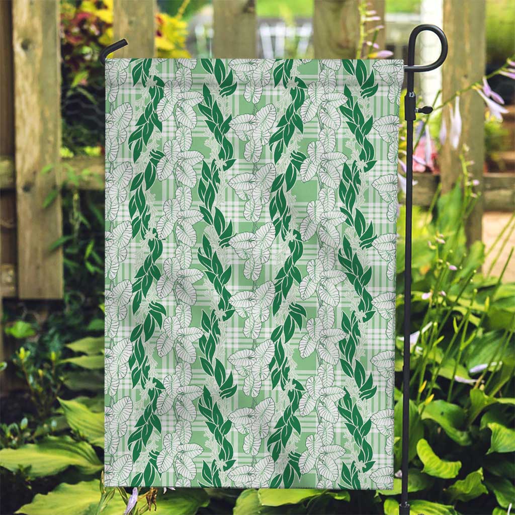 Hawaii Ti Leaf Maile Tuberose Lei Garden Flag With Hanalei Leaf Green LT05 Garden Flag Green - Polynesian Pride
