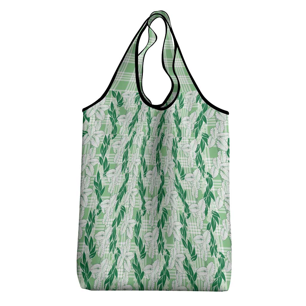 Hawaii Ti Leaf Maile Tuberose Lei Grocery Bag With Hanalei Leaf Green