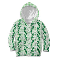 Hawaii Ti Leaf Maile Tuberose Lei Kid Hoodie With Hanalei Leaf Green