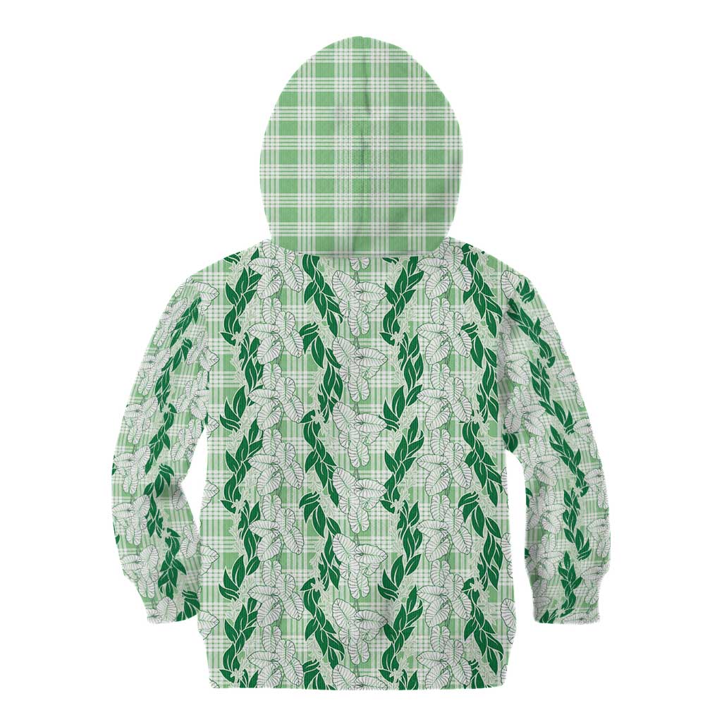 Hawaii Ti Leaf Maile Tuberose Lei Kid Hoodie With Hanalei Leaf Green