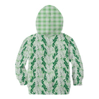 Hawaii Ti Leaf Maile Tuberose Lei Kid Hoodie With Hanalei Leaf Green