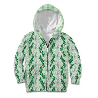 Hawaii Ti Leaf Maile Tuberose Lei Kid Hoodie With Hanalei Leaf Green