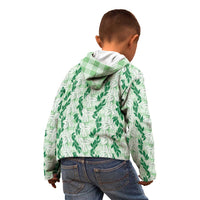 Hawaii Ti Leaf Maile Tuberose Lei Kid Hoodie With Hanalei Leaf Green