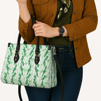 Hawaii Ti Leaf Maile Tuberose Lei Leather Bag With Hanalei Leaf Green