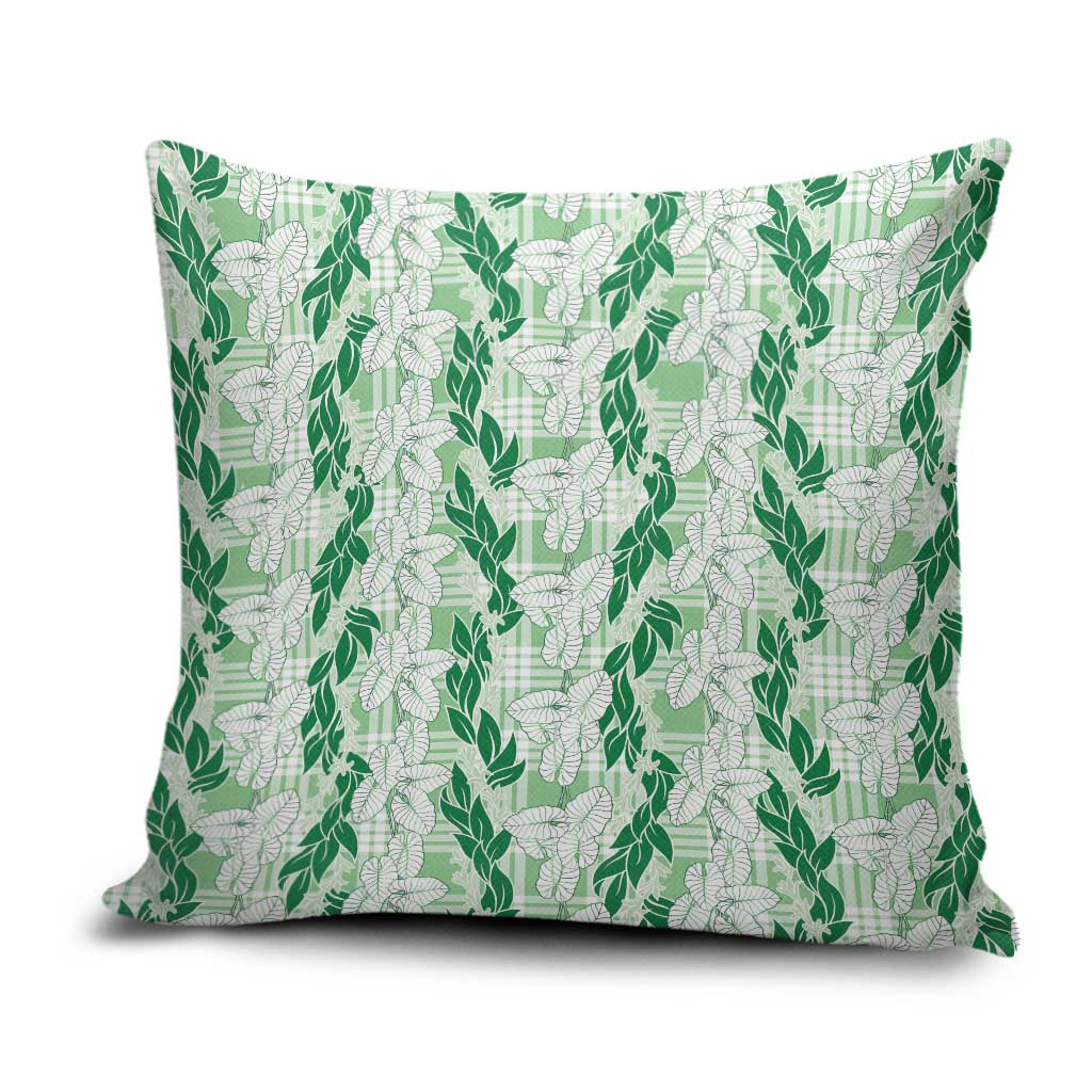 Hawaii Ti Leaf Maile Tuberose Lei Pillow Cover With Hanalei Leaf Green