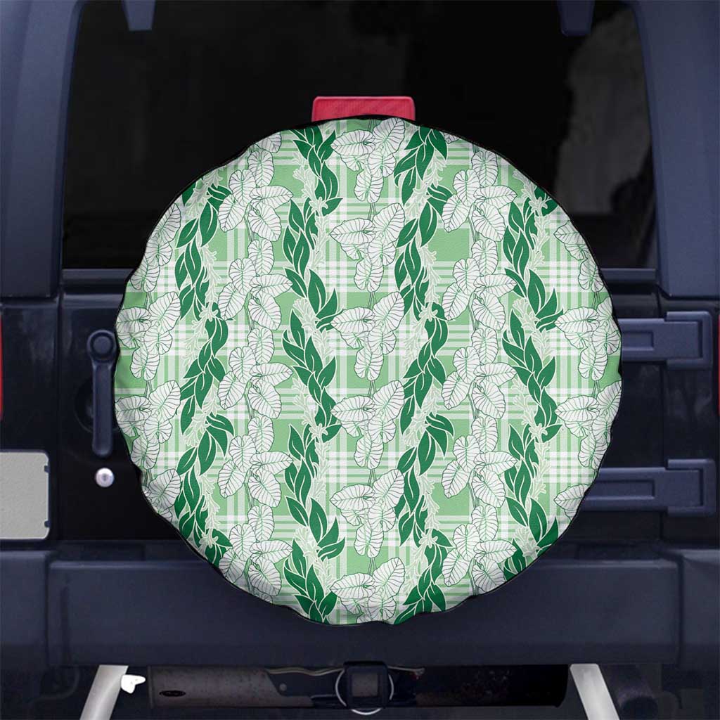 Hawaii Ti Leaf Maile Tuberose Lei Spare Tire Cover With Hanalei Leaf Green LT05 No hole Green - Polynesian Pride