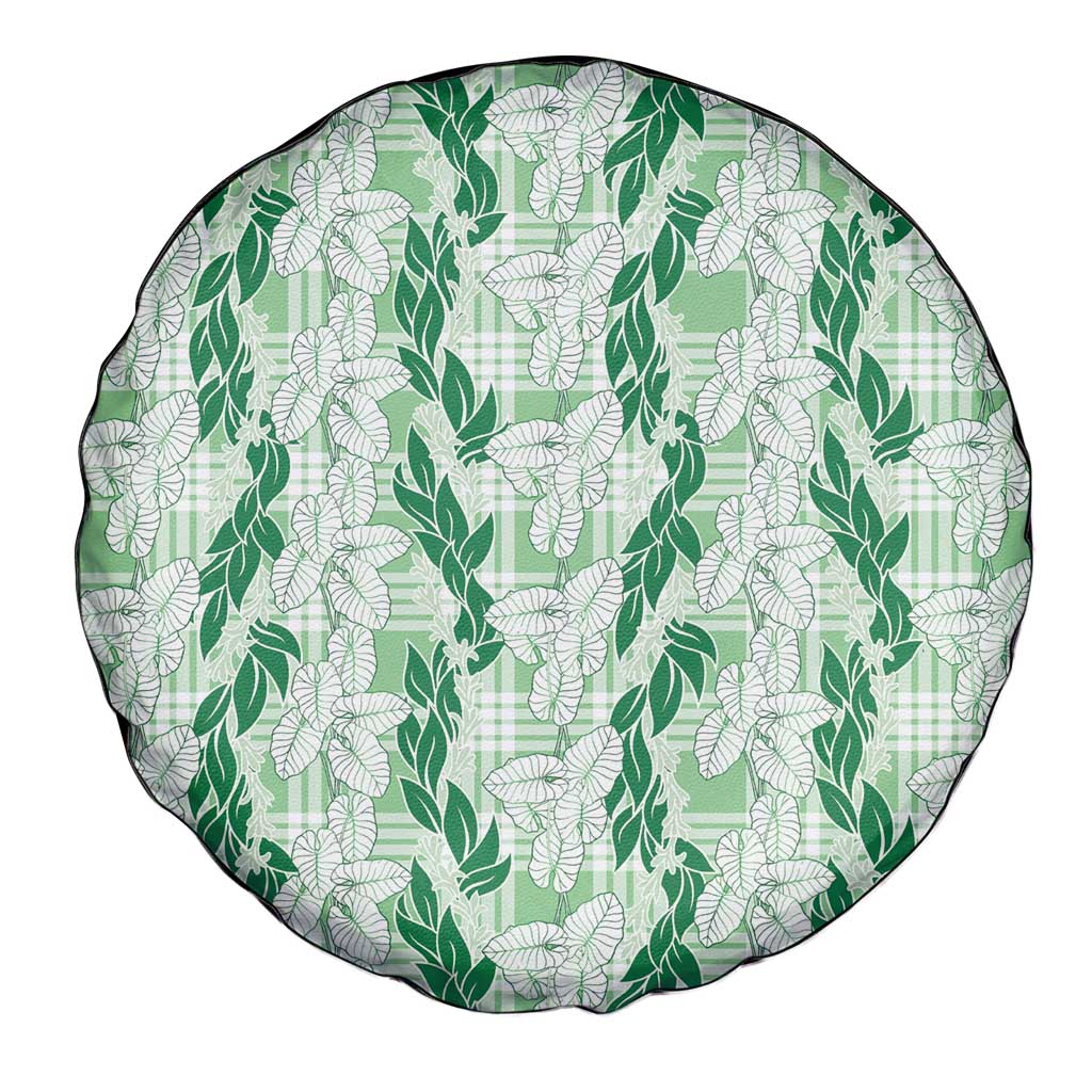 Hawaii Ti Leaf Maile Tuberose Lei Spare Tire Cover With Hanalei Leaf Green LT05 - Polynesian Pride