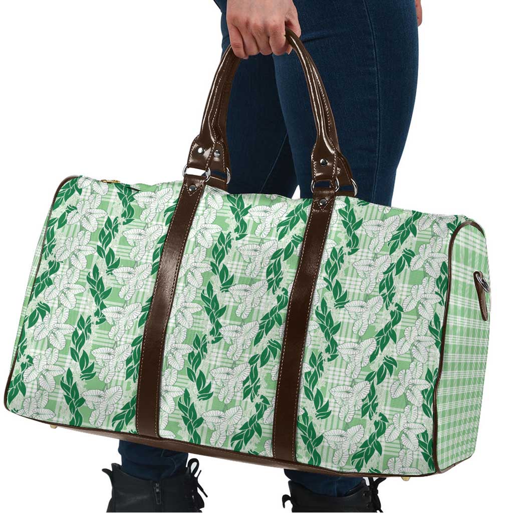 Hawaii Ti Leaf Maile Tuberose Lei Travel Bag With Hanalei Leaf Green