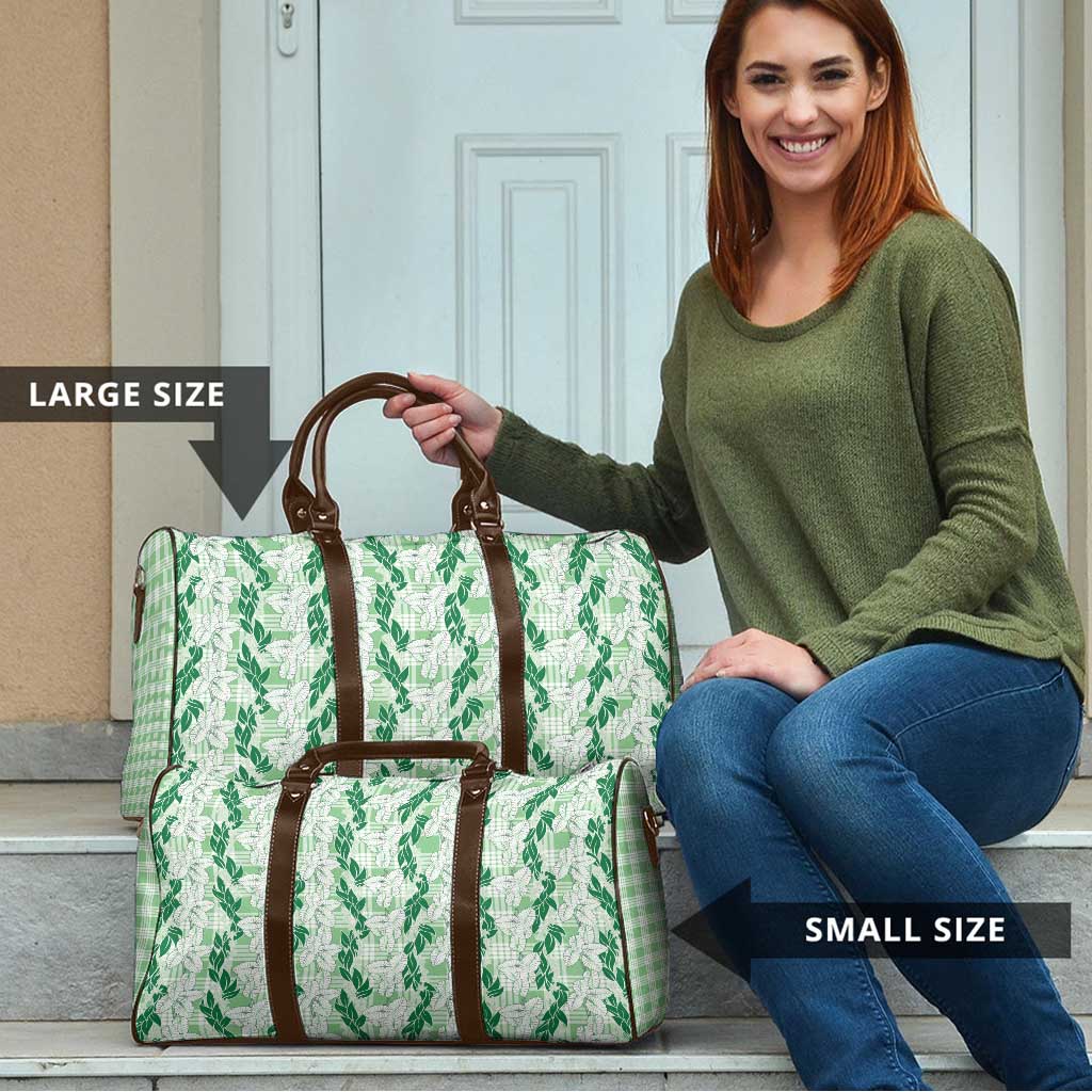 Hawaii Ti Leaf Maile Tuberose Lei Travel Bag With Hanalei Leaf Green