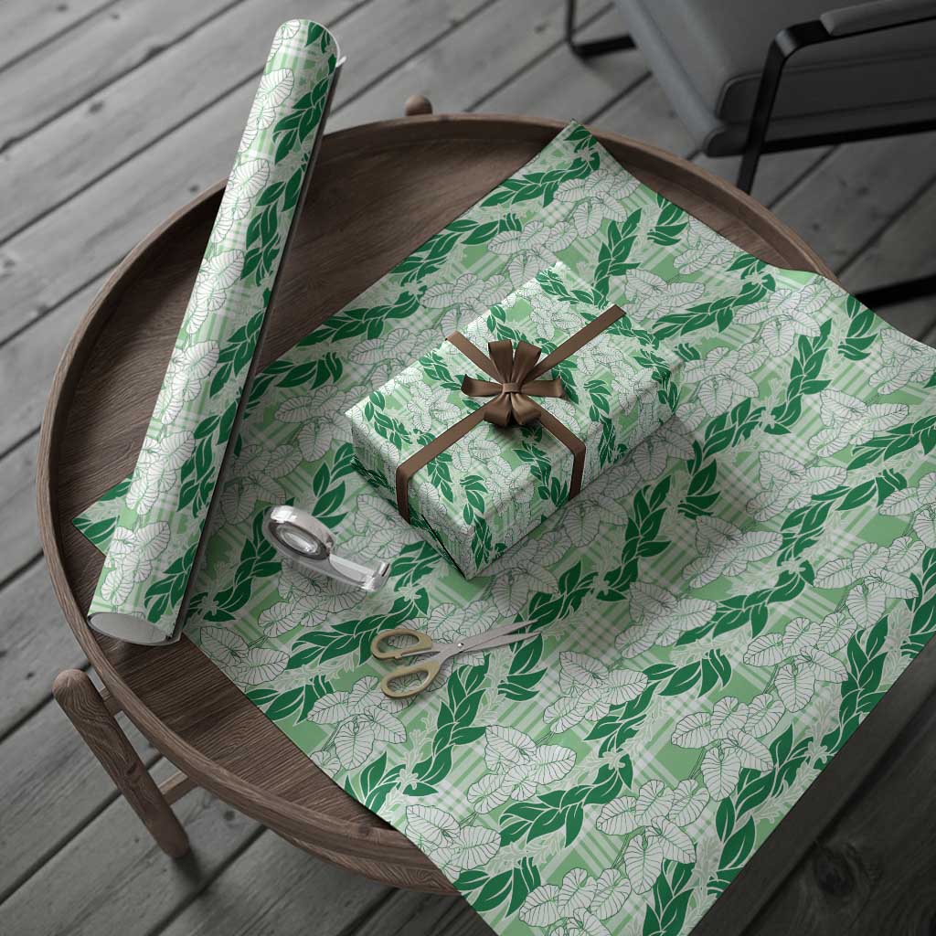 Hawaii Ti Leaf Maile Tuberose Lei Wrapping Paper With Hanalei Leaf Green