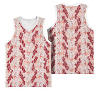 Hawaii Ti Leaf Maile Tuberose Lei Basketball Jersey With Hanalei Leaf Red