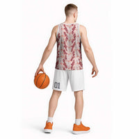 Hawaii Ti Leaf Maile Tuberose Lei Basketball Jersey With Hanalei Leaf Red