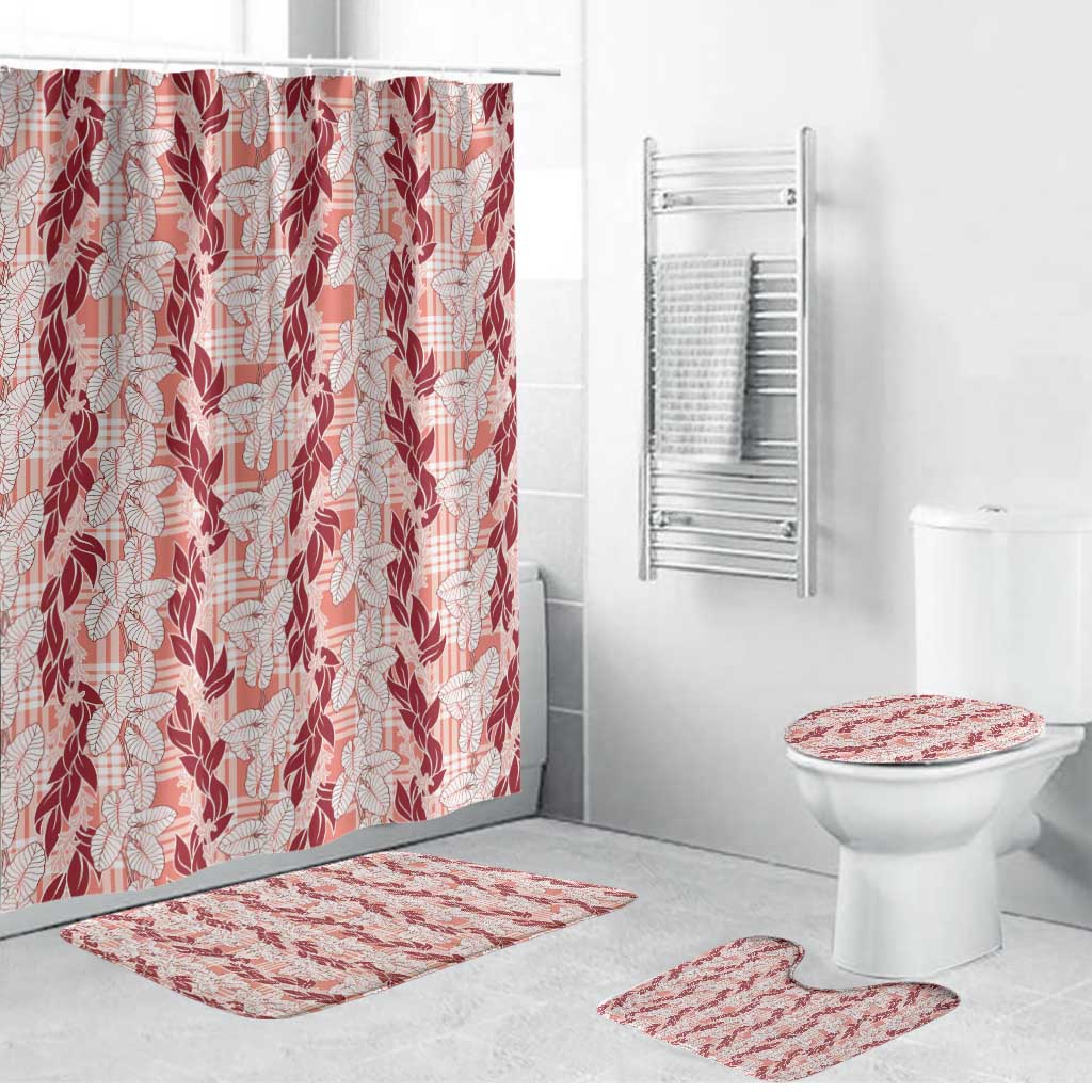 Hawaii Ti Leaf Maile Tuberose Lei Bathroom Set With Hanalei Leaf Red