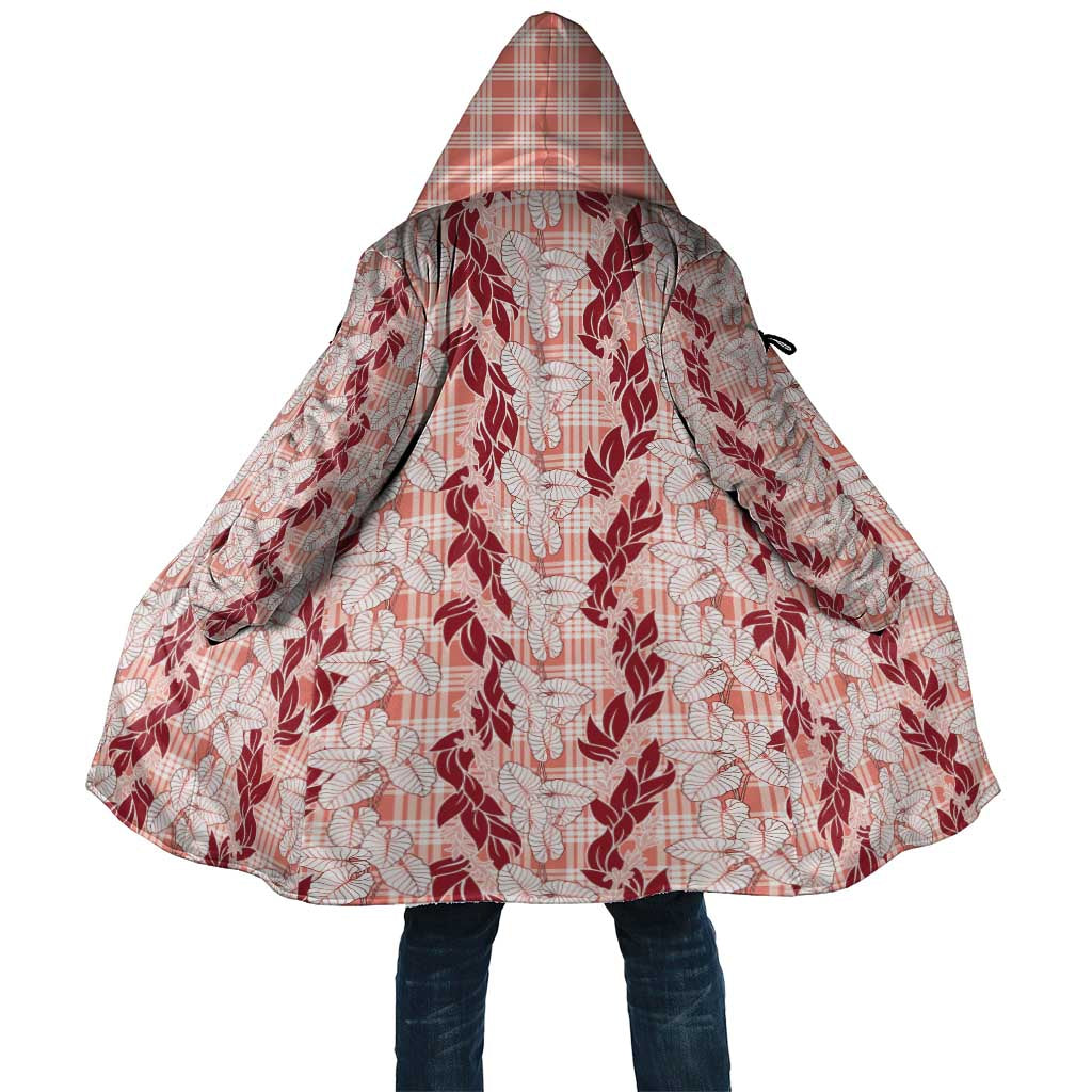 Hawaii Ti Leaf Maile Tuberose Lei Cloak With Hanalei Leaf Red