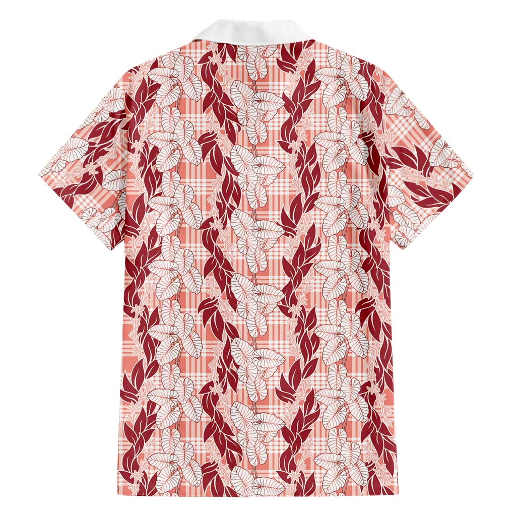 Hawaii Ti Leaf Maile Tuberose Lei Family Matching Mermaid Dress and Hawaiian Shirt With Hanalei Leaf Red LT05 - Polynesian Pride