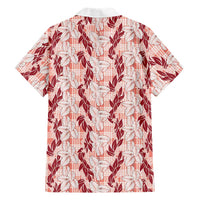 Hawaii Ti Leaf Maile Tuberose Lei Family Matching Mermaid Dress and Hawaiian Shirt With Hanalei Leaf Red LT05 - Polynesian Pride