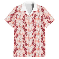 Hawaii Ti Leaf Maile Tuberose Lei Family Matching Short Sleeve Bodycon Dress and Hawaiian Shirt With Hanalei Leaf Red LT05 Dad's Shirt - Short Sleeve Red - Polynesian Pride