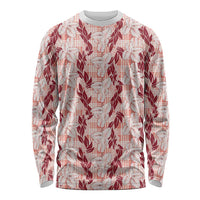 Hawaii Ti Leaf Maile Tuberose Lei Long Sleeve Shirt With Hanalei Leaf Red