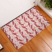 Hawaii Ti Leaf Maile Tuberose Lei Rubber Doormat With Hanalei Leaf Red