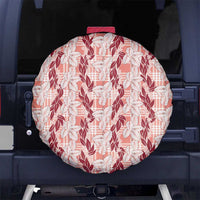 Hawaii Ti Leaf Maile Tuberose Lei Spare Tire Cover With Hanalei Leaf Red