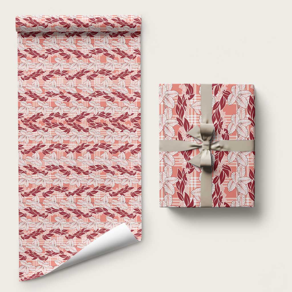 Hawaii Ti Leaf Maile Tuberose Lei Wrapping Paper With Hanalei Leaf Red
