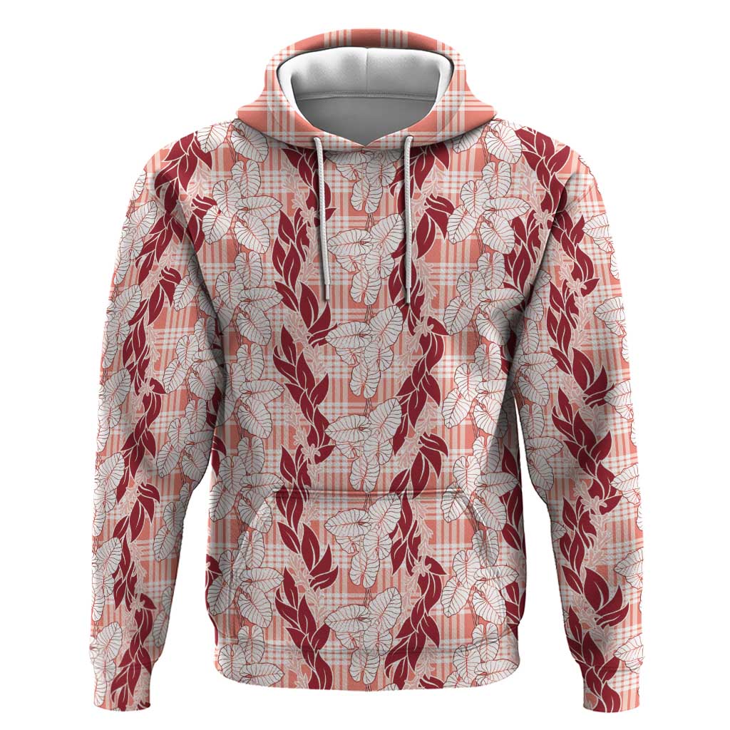 Hawaii Ti Leaf Maile Tuberose Lei Zip Hoodie With Hanalei Leaf Red LT05 Pullover Hoodie Red - Polynesian Pride