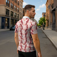 Hawaii Ti Leaf Maile Tuberose Lei Zipper Polo Shirt With Hanalei Leaf Red